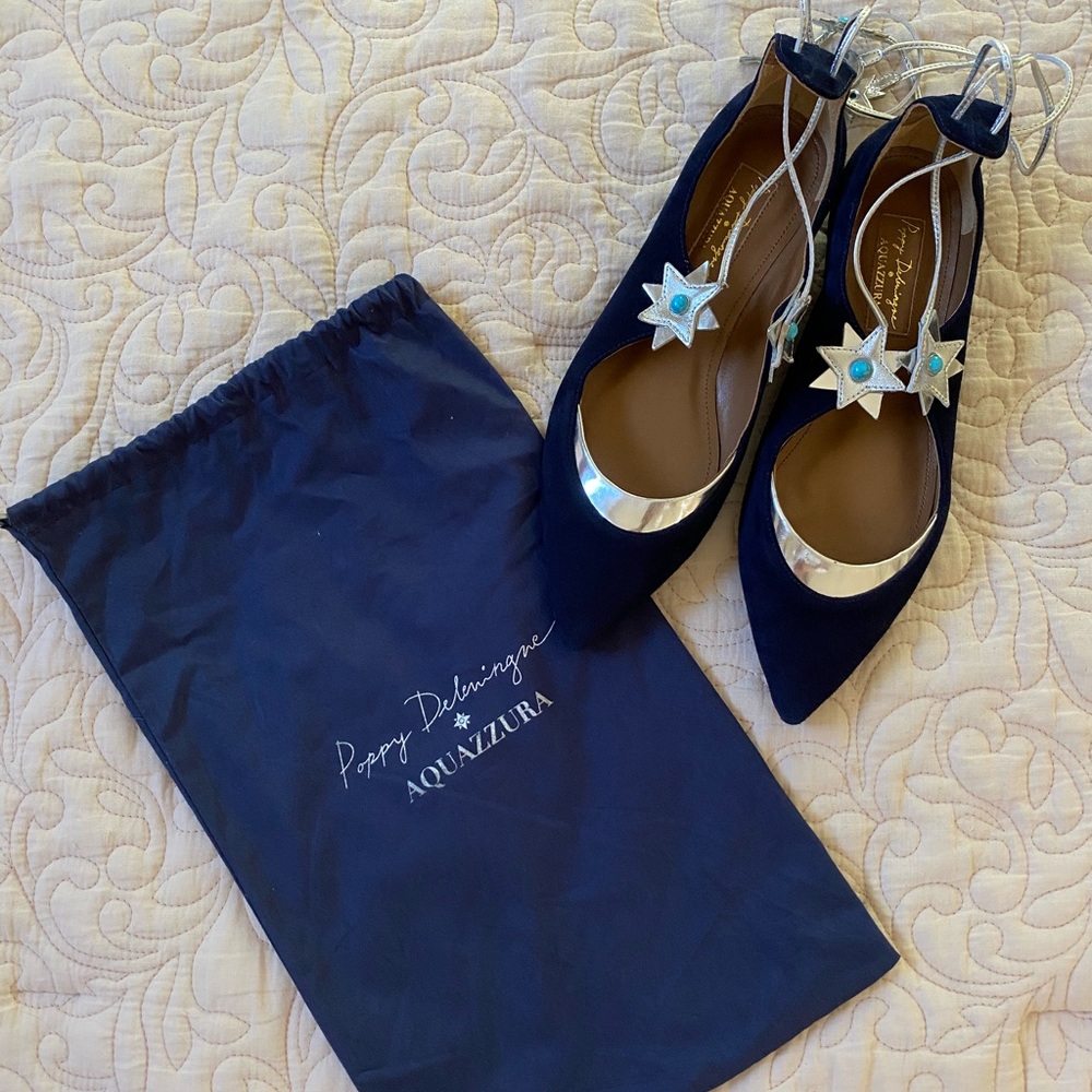 NWT Aquazzura x poppy deleningne flats